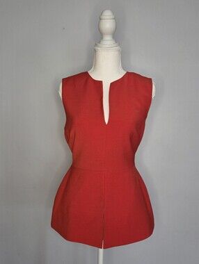 BCBGMaxAzria Red Sleeveless Peplum Top